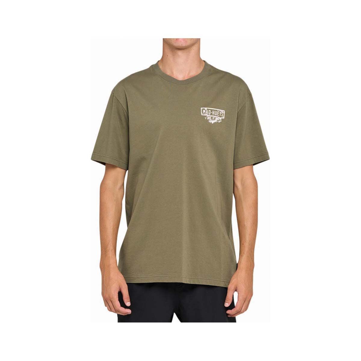 The Mad Hueys Men's I Like It Dirty Short Sleeve Tee Olive S, Olive, bcf_hi-res