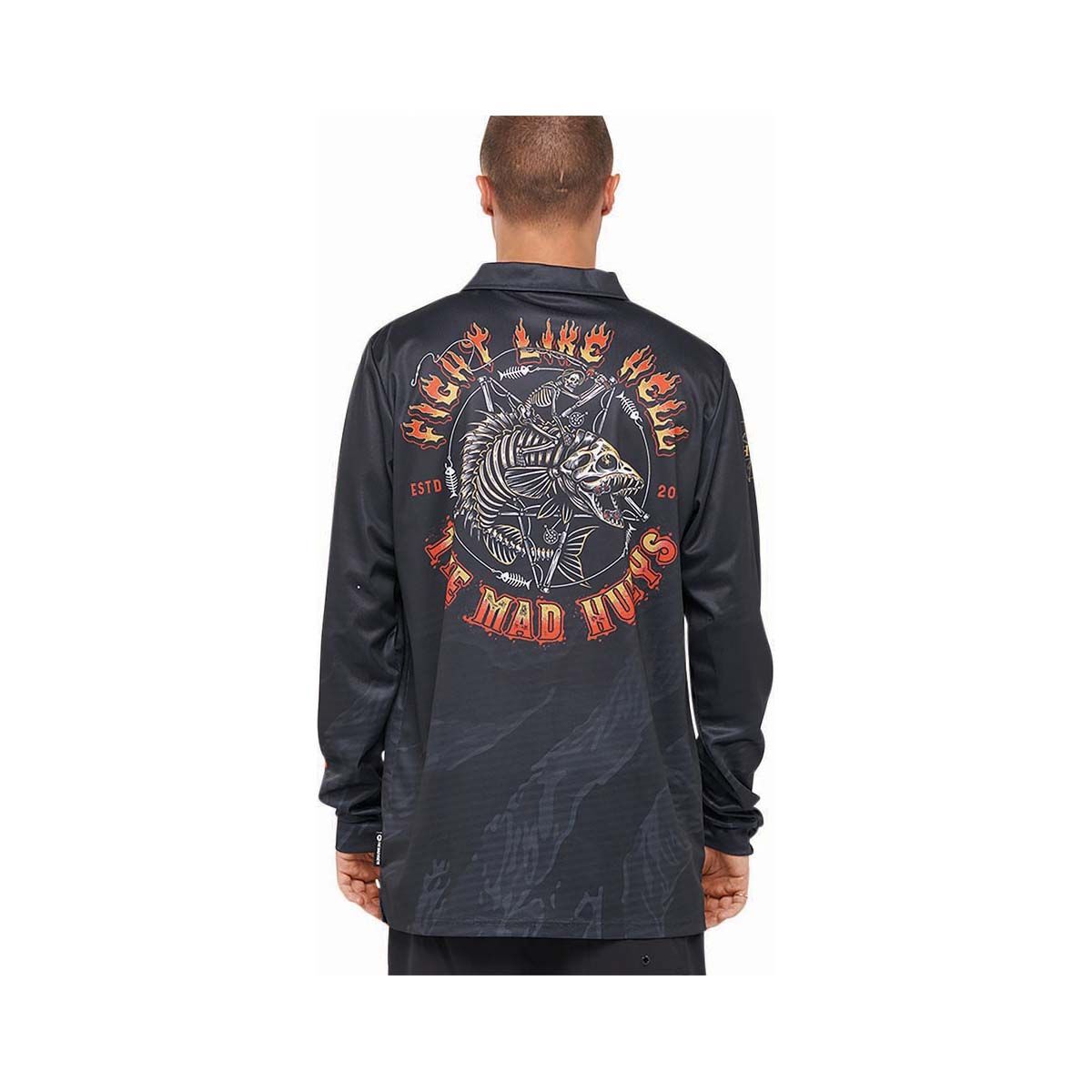 The Mad Hueys Men&rsquo;s Fight Like Hell Fishing Shirt Black M, Black, bcf_hi-res