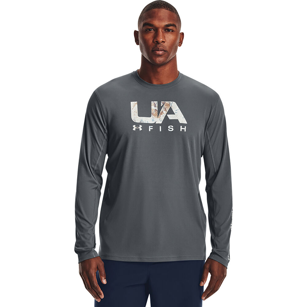 Under Armour Men's Iso-Chill Shore Break Long Sleeve Fill Sublimated Shirt  Pitch Grey / Realtree COV3 XL