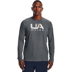 Under Armour Men's Iso-Chill Shore Break Long Sleeve Fill Sublimated Shirt Pitch Grey / Realtree COV3 S, Pitch Grey / Realtree COV3, bcf_hi-res