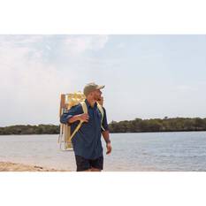 Wanderer Noosa Premium Beach Chair Yellow Stripe 150kg, , bcf_hi-res