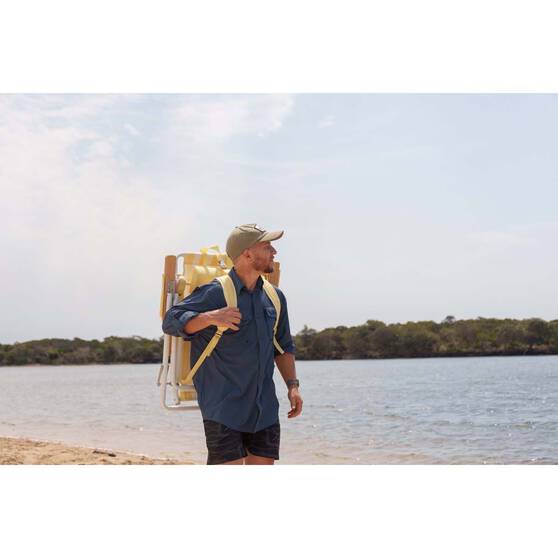 Wanderer Noosa Premium Beach Chair Yellow Stripe 150kg, , bcf_hi-res