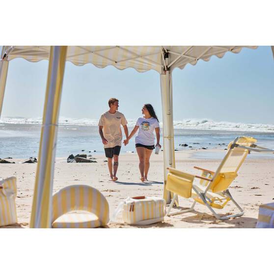 Wanderer Noosa Premium Beach Chair Yellow Stripe 150kg, , bcf_hi-res