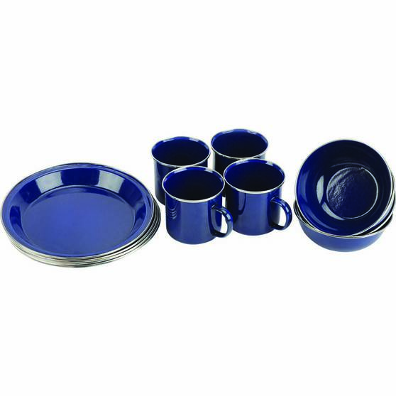 Wanderer 12 Piece Enamel Dinner Set, , bcf_hi-res