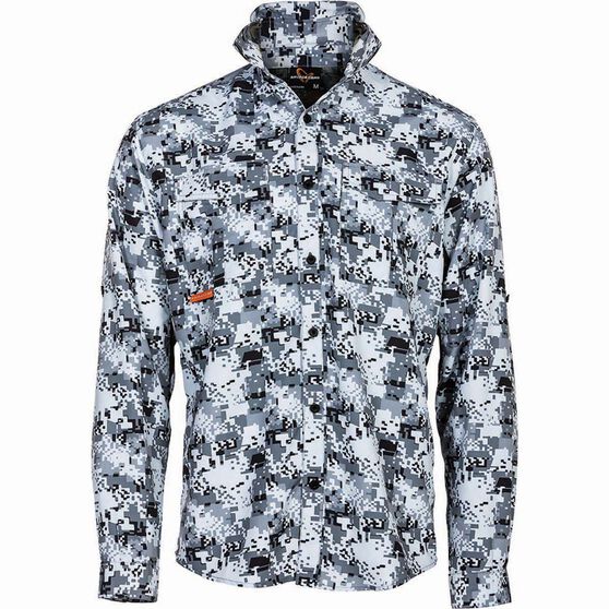 Savage Men S Digi Long Sleeve Fishing Shirt Grey M Bcf