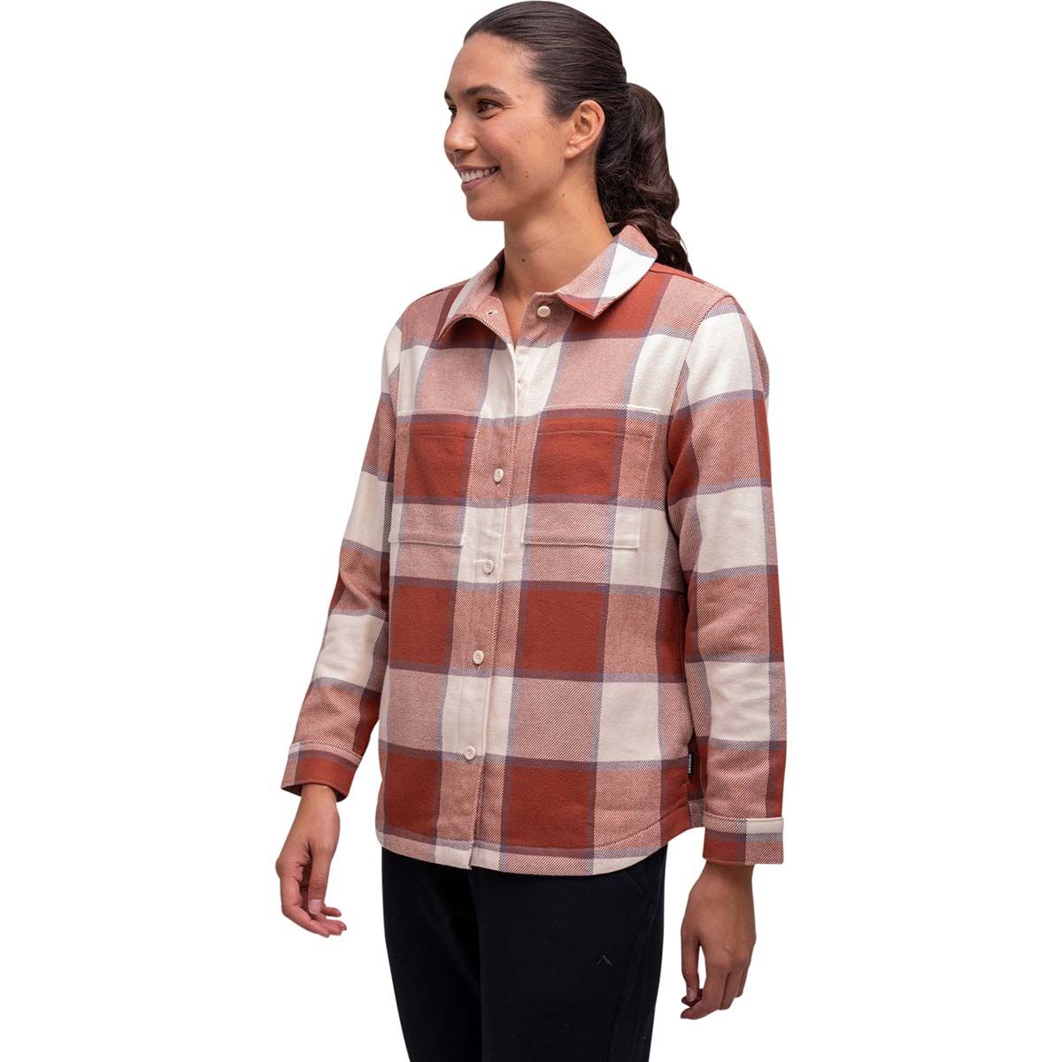 Macpac Women's Hudson Overshirt, Maple Syrup Plaid, bcf_hi-res