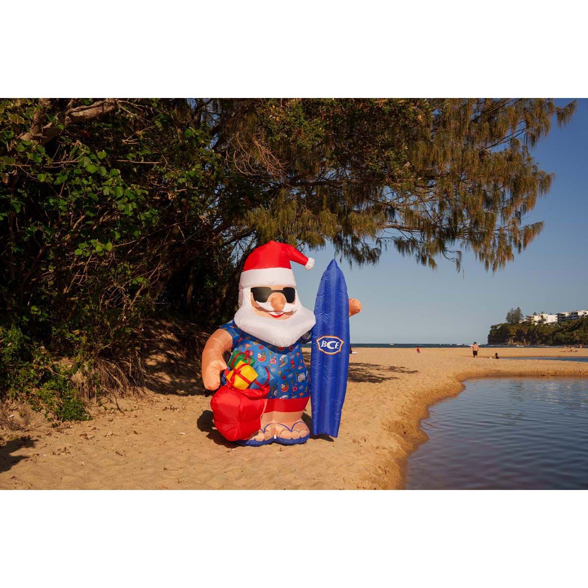 BCF Inflatable Surfing Santa 215cm x 175cm, , bcf_hi-res