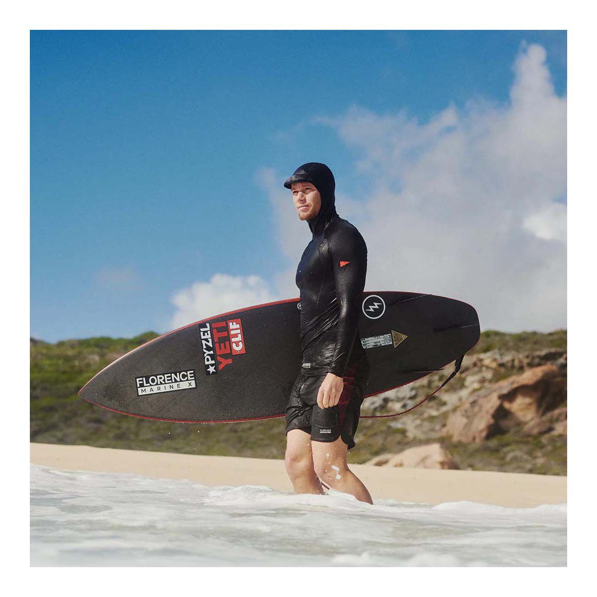 Florence Men's Hooded Long Sleeve Rashie, Black, bcf_hi-res