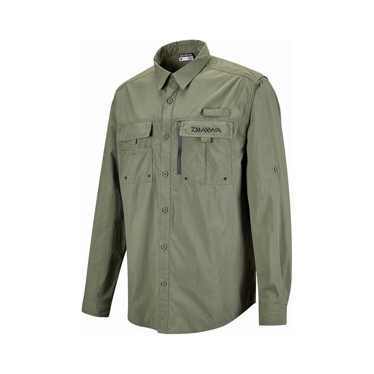 Daiwa Men&rsquo;s Long Sleeve Fishing Shirt, Olive, bcf_hi-res