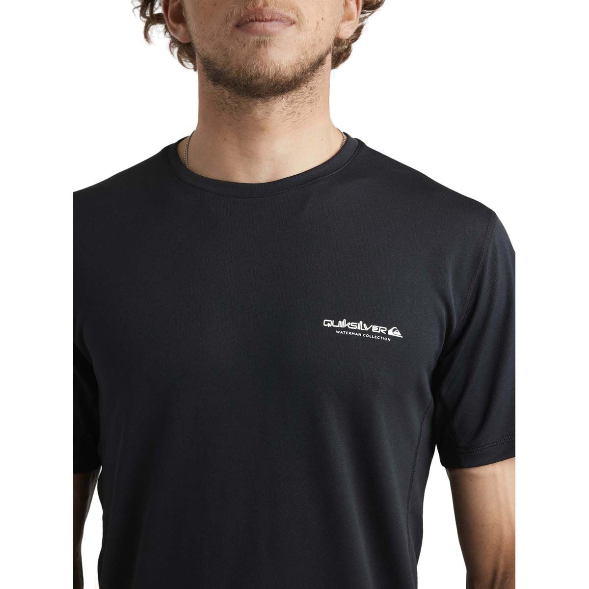Quiksilver Men's Seagrass Short Sleeve Rashie, Black, bcf_hi-res