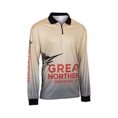 The Great Northern Brewing Co. Men's Faded Sublimated Polo Sand S, Sand, bcf_hi-res