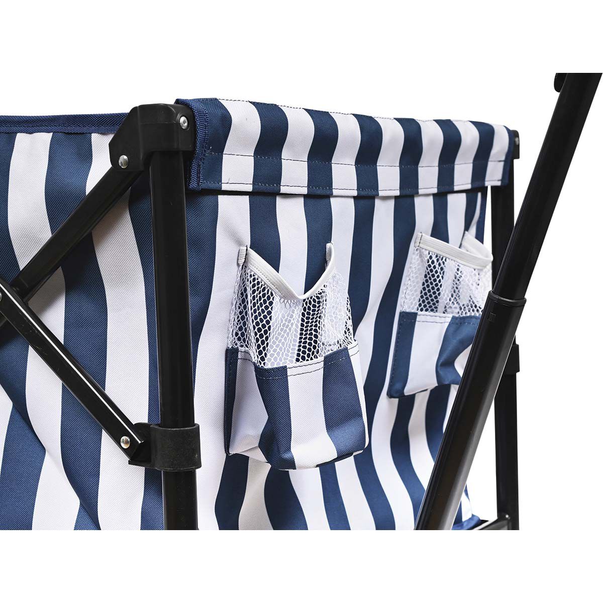 Wanderer Flat Fold Beach Cart 100kg Nautical Stripe, , bcf_hi-res