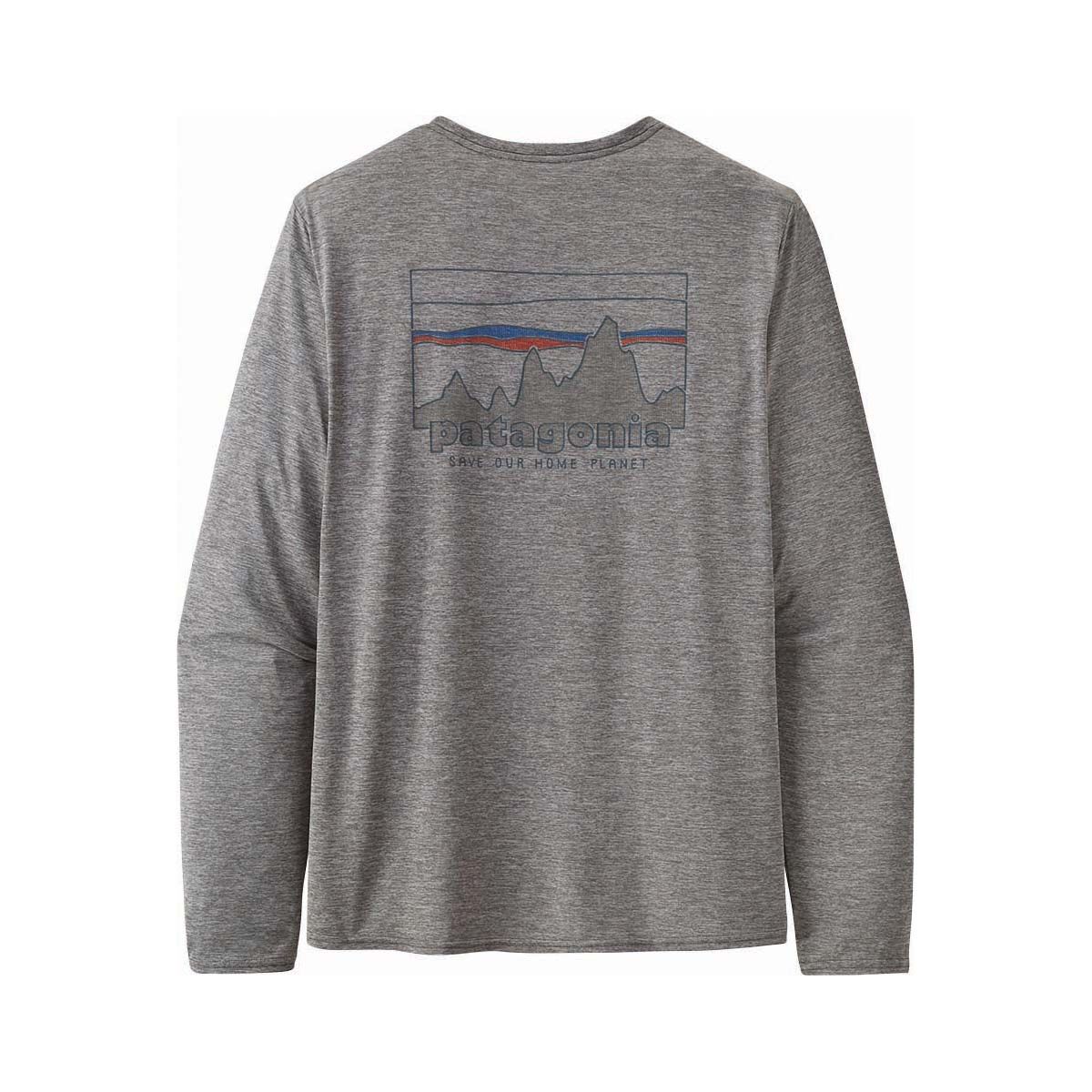 Patagonia Men's Capilene Cool Daily Graphic Long Sleeve Shirt Feather Grey S, Feather Grey, bcf_hi-res