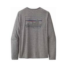 Patagonia Men's Capilene Cool Daily Graphic Long Sleeve Shirt Feather Grey XS, Feather Grey, bcf_hi-res
