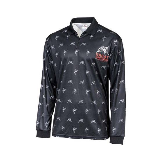 The Great Northern Brewing Co. Men's Print Sublimated Polo, Black, bcf_hi-res