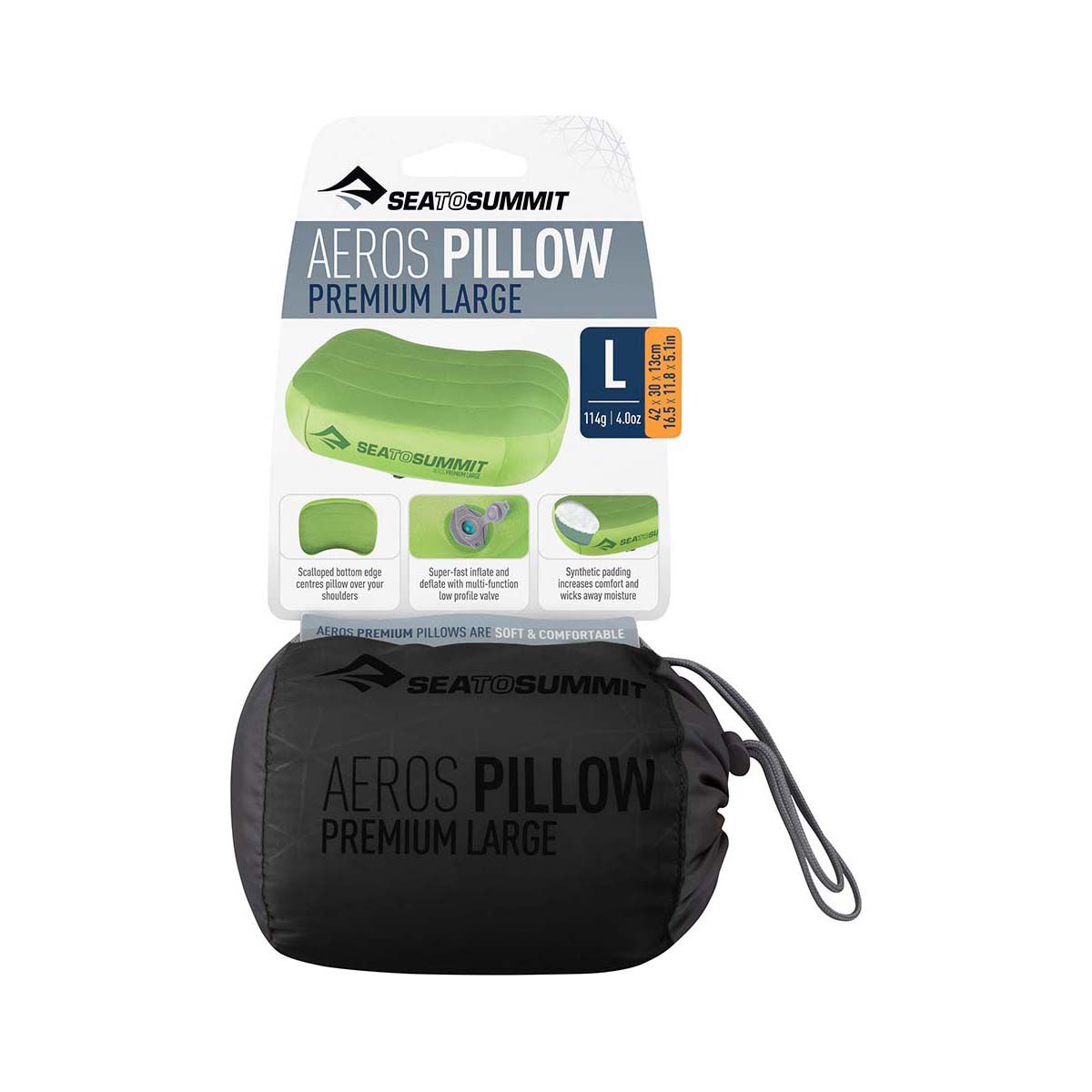 Sea To Summit Aeros Large Premium Pillow Grey, Grey, bcf_hi-res