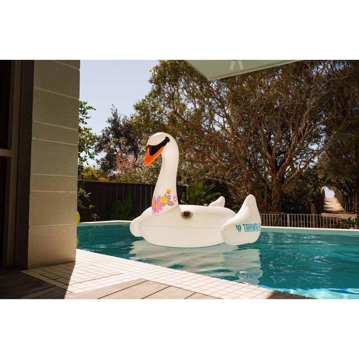 Tahwalhi Solar Light Up Swan Pool Inflatable, , bcf_hi-res