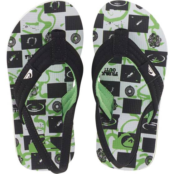 Quiksilver Kids Molokai Layback Thongs, Black / White, bcf_hi-res