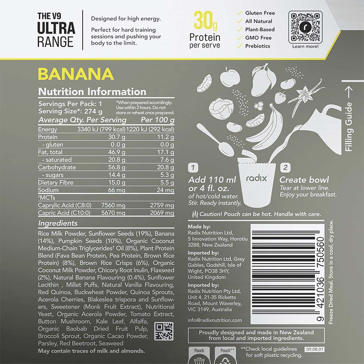 Radix Nutrition Freeze Dried Banana Ultra 800kcal, , bcf_hi-res