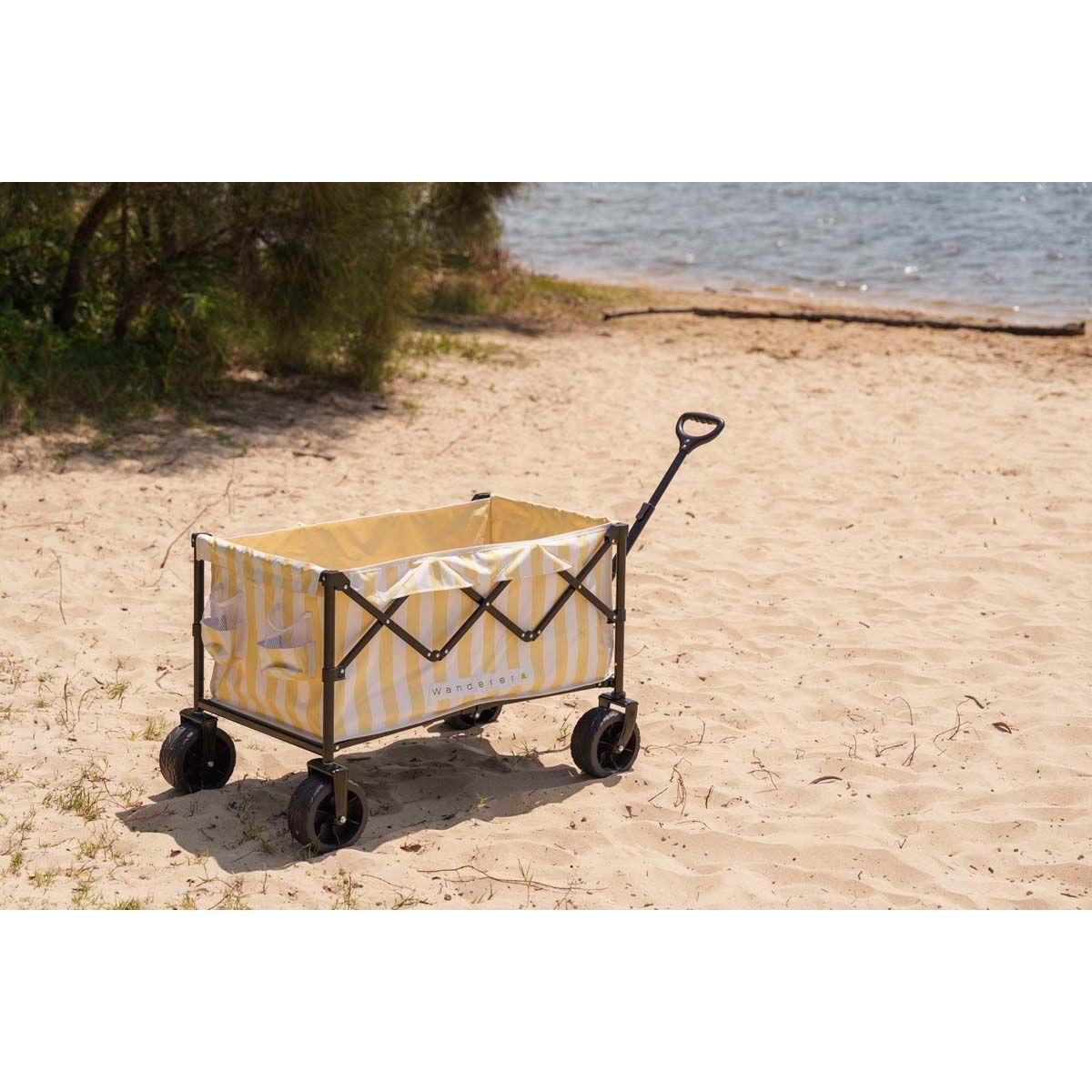 Wanderer Flat Fold Beach Cart 100kg Yellow Stripe, , bcf_hi-res
