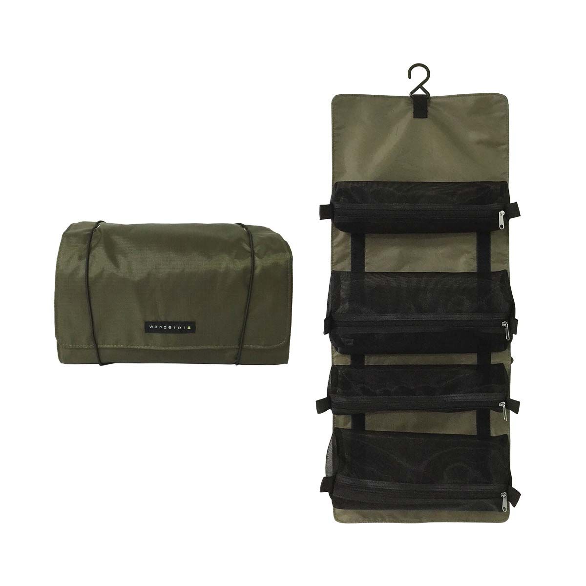 Wanderer Hanging Travel Toiletry Organiser Olive, Olive, bcf_hi-res