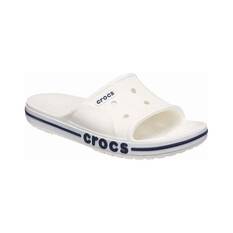 Crocs Unisex Bayaband Slides, White/Navy, bcf_hi-res