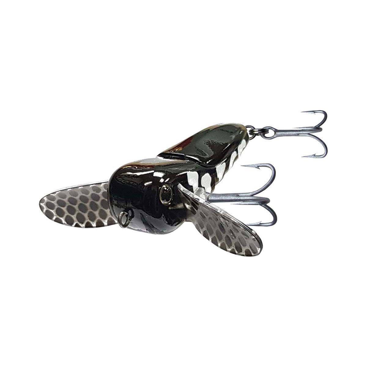 Warlock Bass Hopper Surface Lure 6.6cm Black White, Black White, bcf_hi-res
