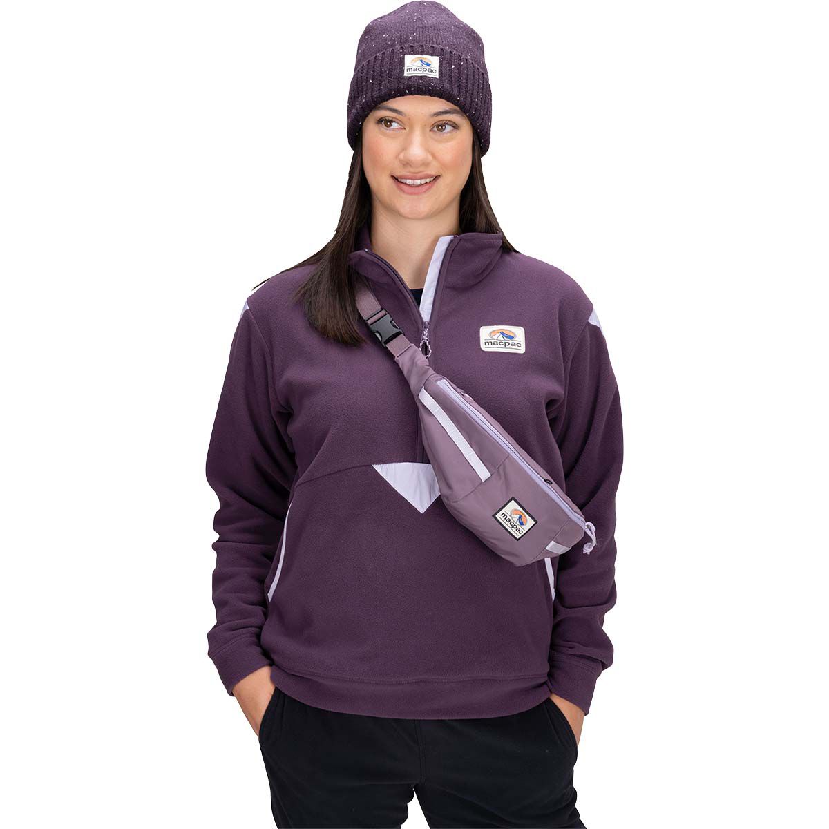 Macpac Women's Heritage Light Fleece Pullover Plum Perfect 10, Plum Perfect, bcf_hi-res