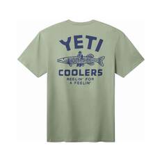 YETI Coolers® Men's Reelin’ Feelin' Fishing Short Sleeve Tee Olive S, Olive, bcf_hi-res