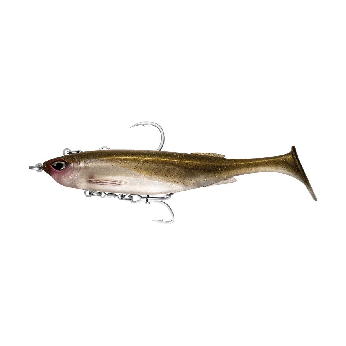 Nomad Live Ops Maniax Paddle Tail Pre-Rigged Soft Plastic Lure 8in Gold Bullet, Gold Bullet, bcf_hi-res