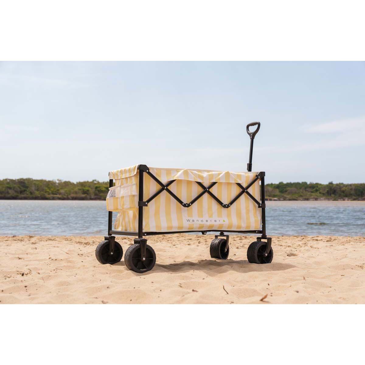 Wanderer Flat Fold Beach Cart 100kg Yellow Stripe, , bcf_hi-res