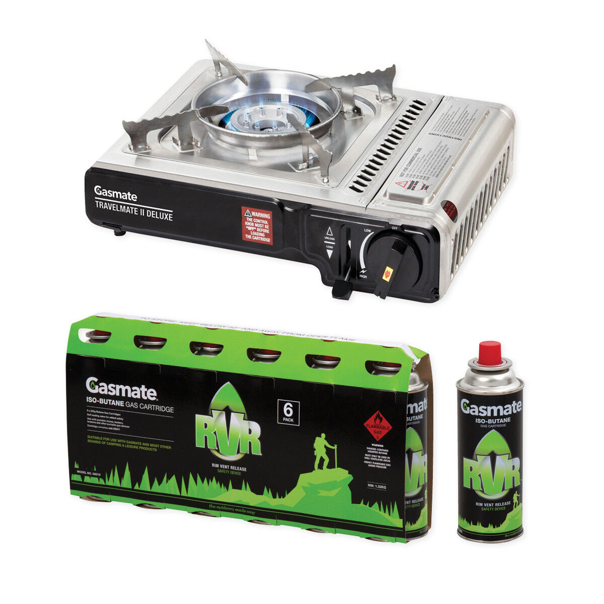 Gasmate Travelmate Deluxe II Butane Stove Bundle BCF