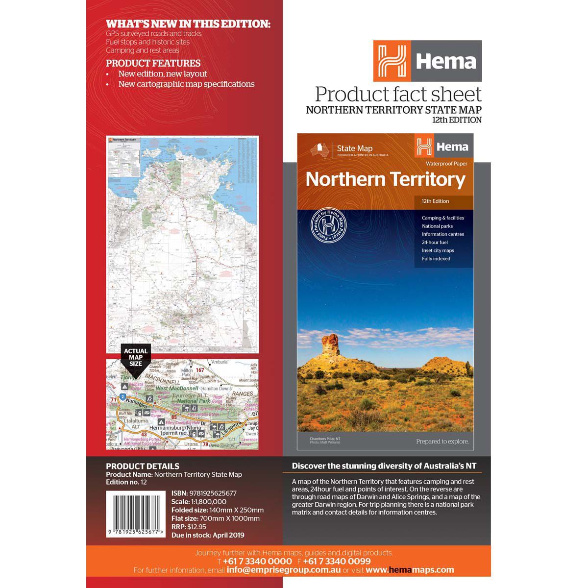 Hema Northern Territory State Map (12th Edition), , bcf_hi-res