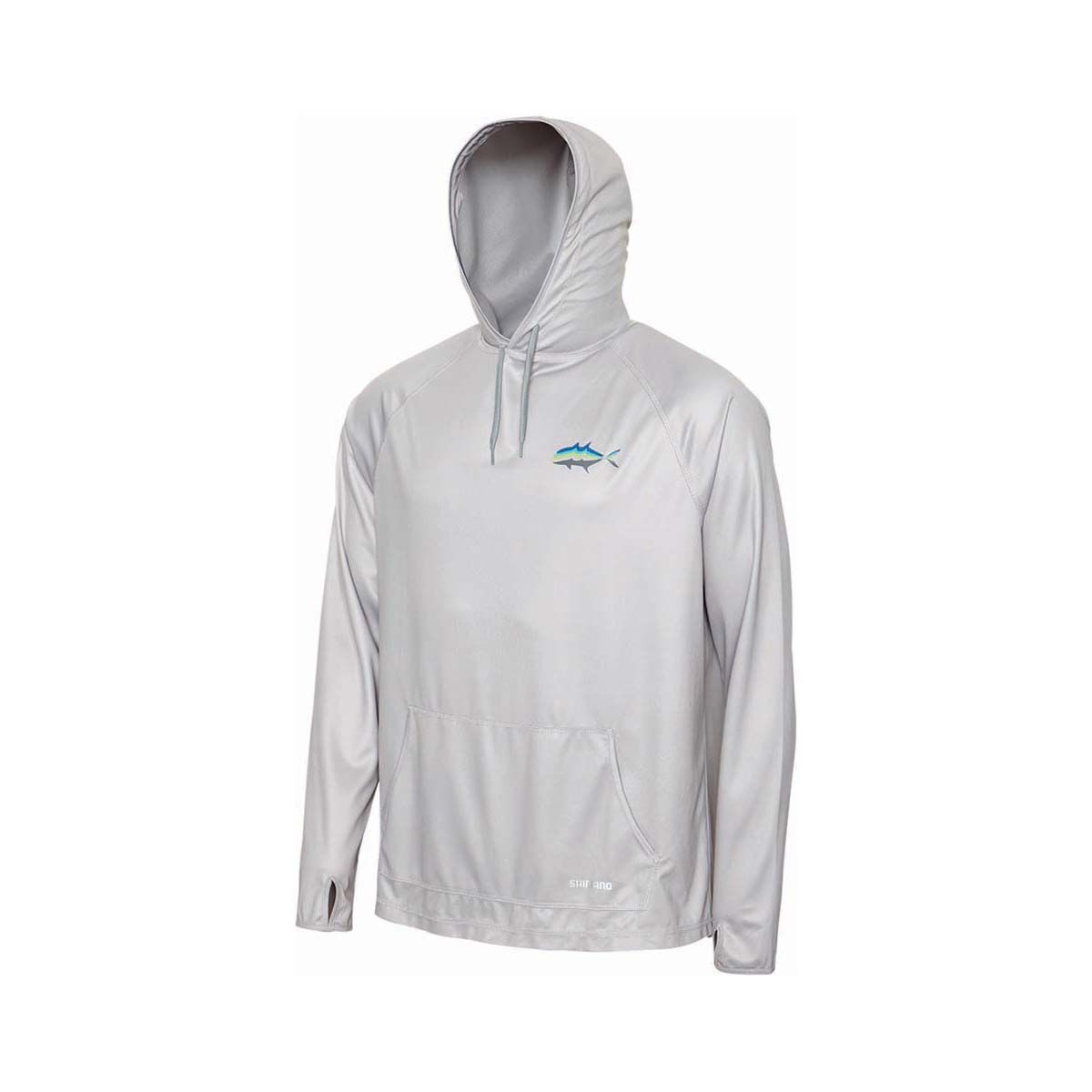 Shimano Men's Snapper Hooded Long Sleeve Sun Tee, Grey, bcf_hi-res