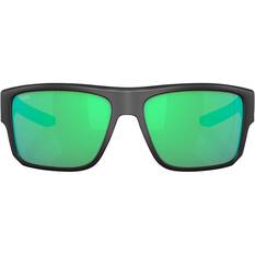 Costa Taxman Mirrored Sunglasses Matte Black with Green Lens, , bcf_hi-res