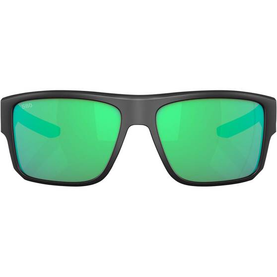 Costa Taxman Mirrored Sunglasses Matte Black with Green Lens, , bcf_hi-res