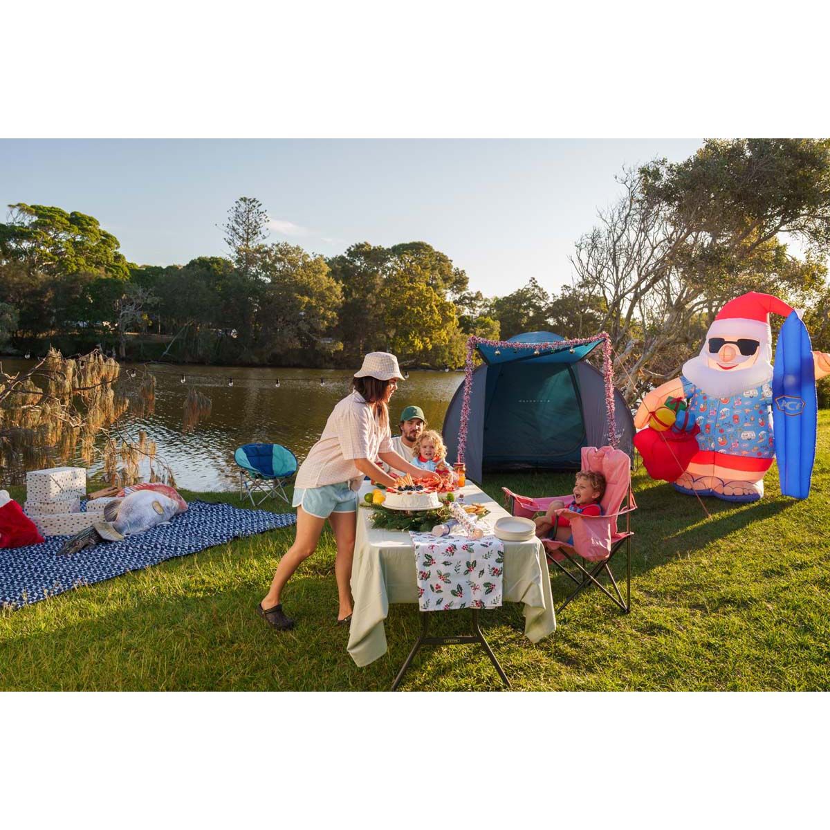 BCF Inflatable Surfing Santa 215cm x 175cm, , bcf_hi-res