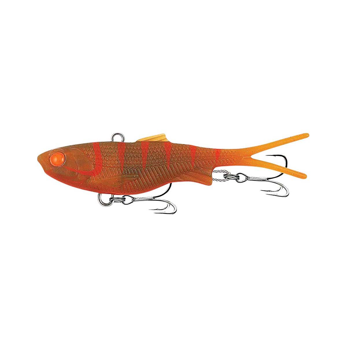 Samaki Vibelicious Fork Tail Soft Vibe Lure 70mm 10g Motor Oil Orange UV, Motor Oil Orange UV, bcf_hi-res