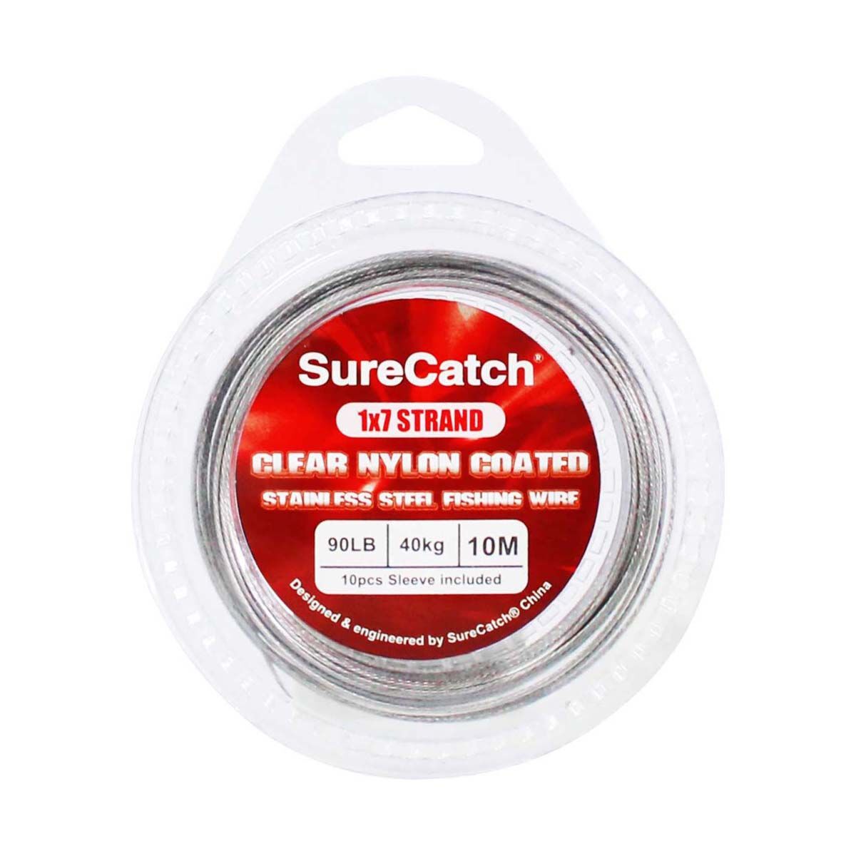Surecatch Nylon Coated Trace Wire 10m Clear 60lb, Clear, bcf_hi-res