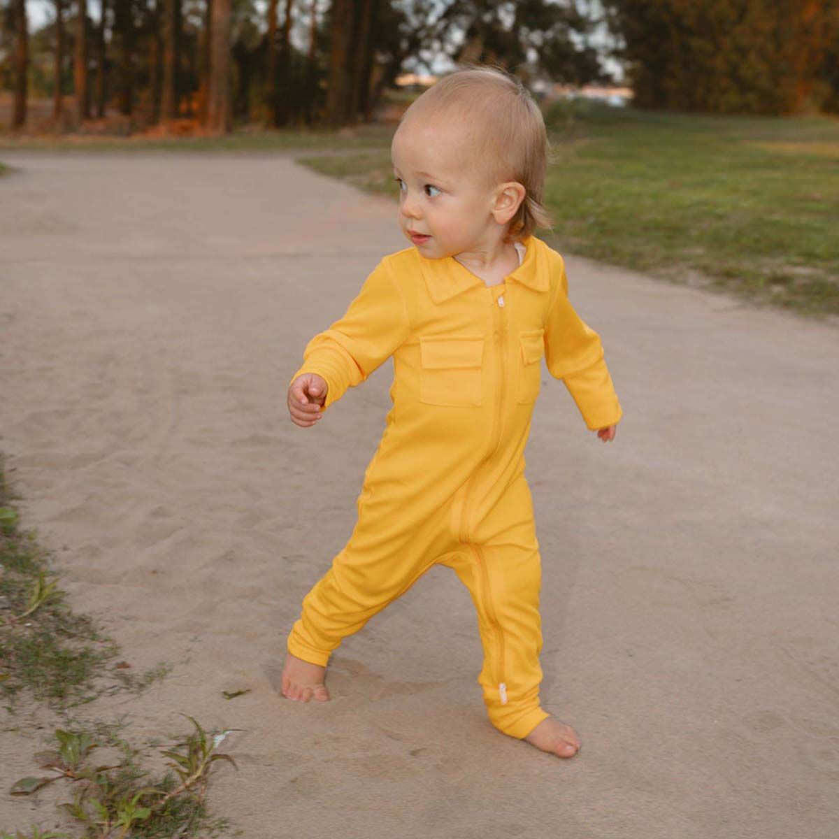 Little Fisho UV Defender Kids Onesie Sunshine Sunshine Yellow 000, Sunshine Yellow, bcf_hi-res