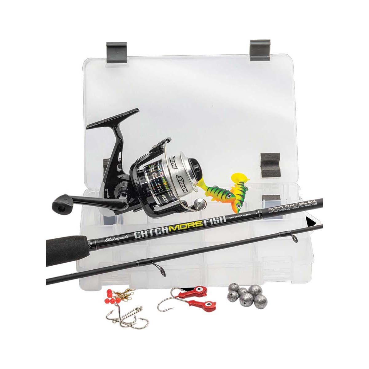 shakespeare catch more fish spinning reel and fishing rod combo
