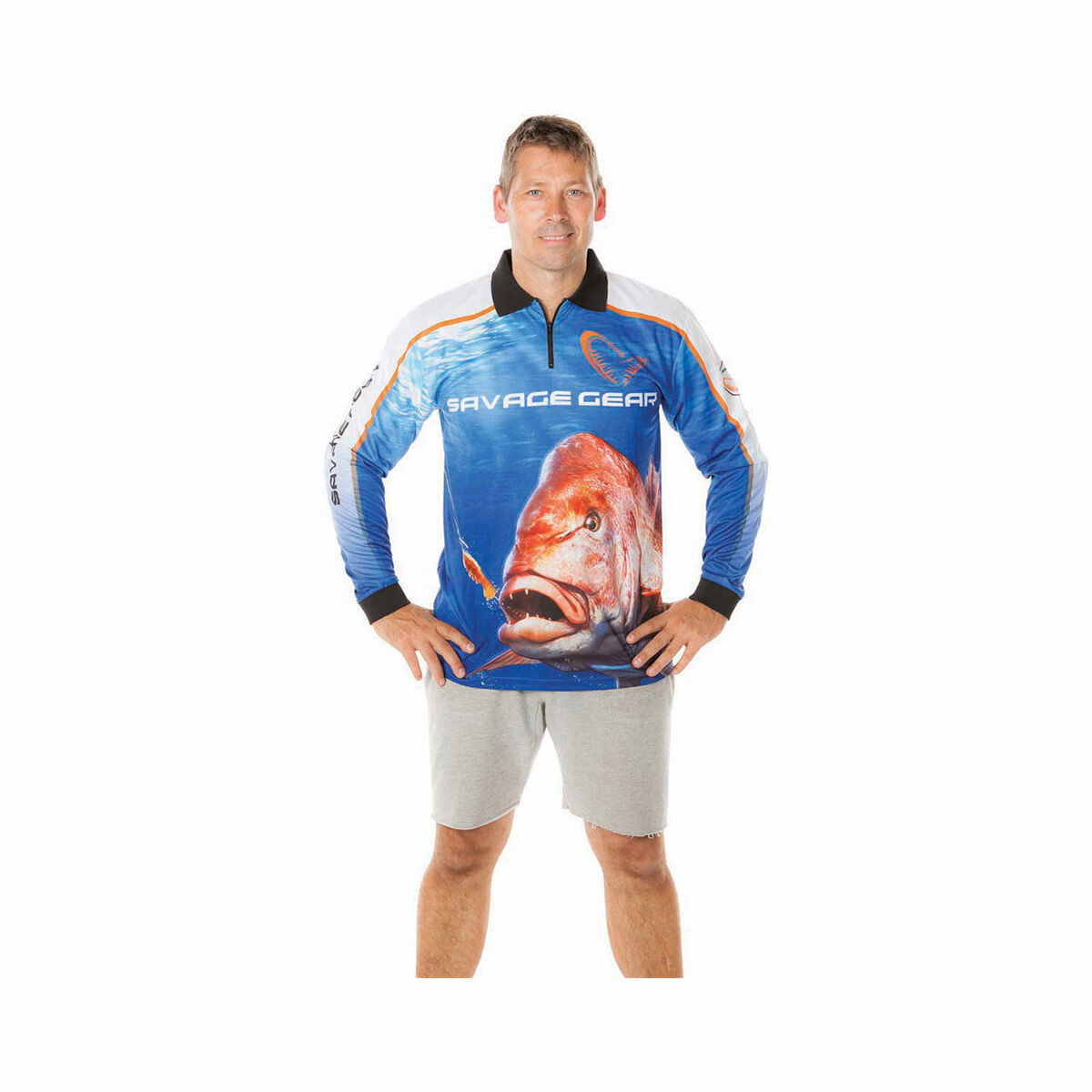 Savage Gear Men's Snapper Fishing Shirt Blue M, Blue, bcf_hi-res