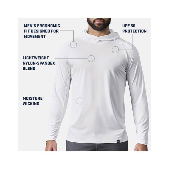 YETI® Men’s Hooded Ultra Lightweight Sunshirt, White, bcf_hi-res