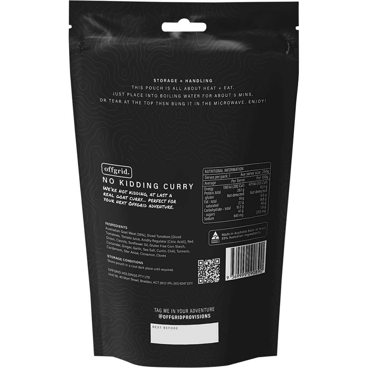 Offgrid No Kidding Curry Heat and Eat Meal 250g, , bcf_hi-res