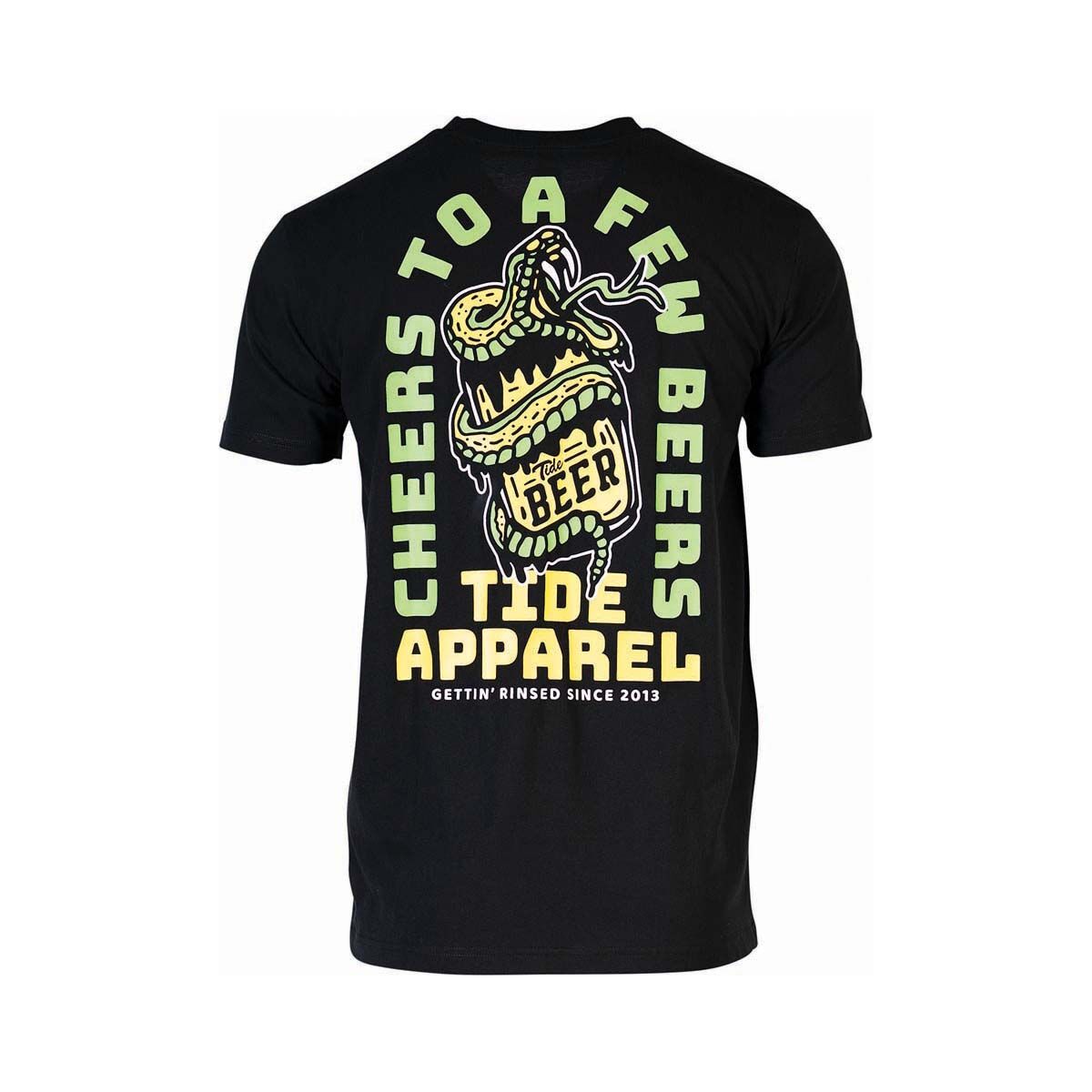 Tide Apparel Men's Snake Beers Short Sleeve Tee Black S, Black, bcf_hi-res