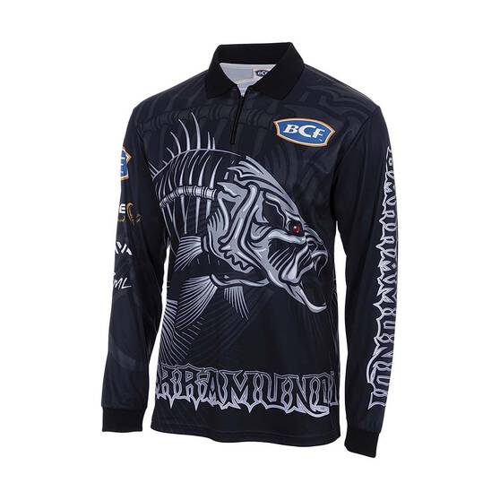 BCF Men's Barra Skeleton Fishing Shirt, Black, bcf_hi-res