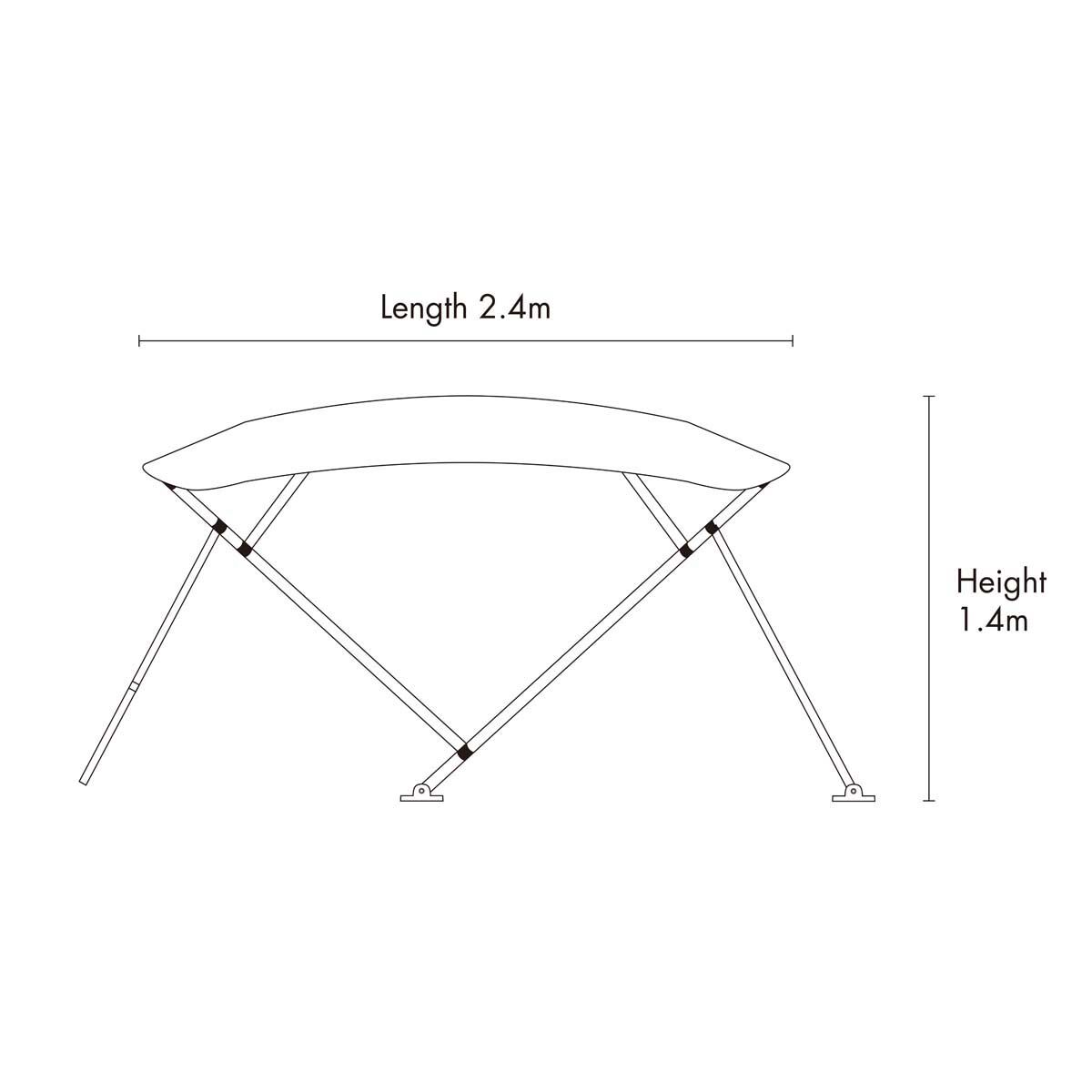 Bowline 4 Bow Black Bimini Kit 1.7-1.9m, , bcf_hi-res