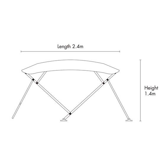 Bowline 4 Bow Black Bimini Kit 1.7-1.9m, , bcf_hi-res