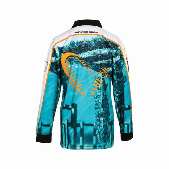 Savage Gear Youth Bream Sublimated Polo Green 8, Green, bcf_hi-res