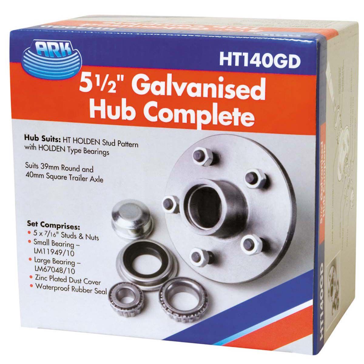 ARK Galvanised Hub to suit Holden HT 5.5in, , bcf_hi-res